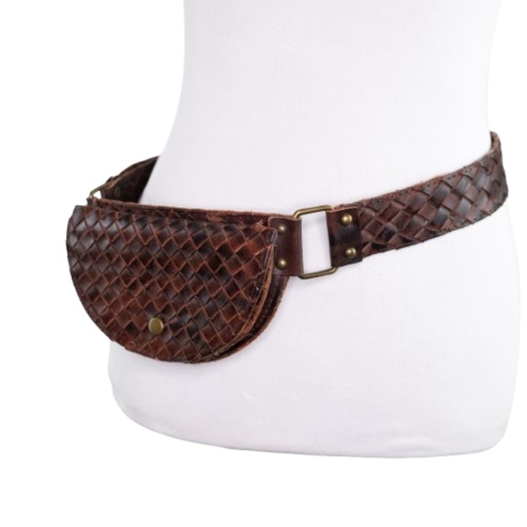 Bed Stu “Manny” Genuine Leather Braided Belt Bag Fanny Pack Brown Distressed - Picture 1 of 12